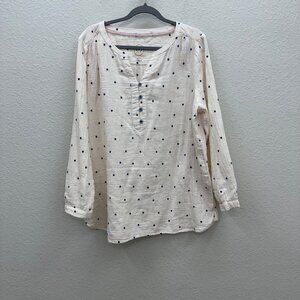 White Stuff Floral Embroidered Gauze Ivory Tunic Top Shirt Womens sz UK 20 EU 48